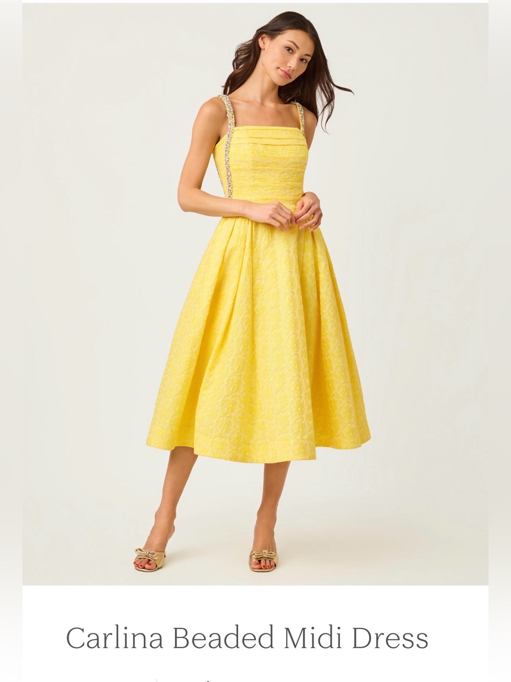 Lilly Pulitzer Carolina Midi Dress Size 8 Yellow Rhinestone straps